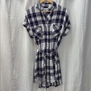 Rails White and Purple Plaid Dress, Rayon Flannel, Size XS